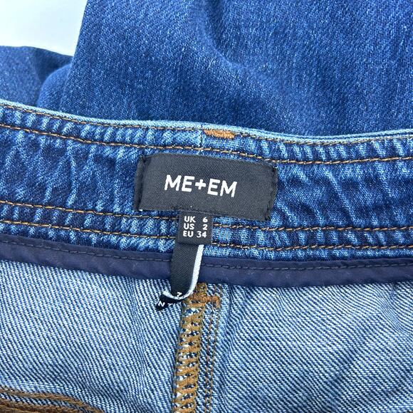 ME+EM Soft Denim Pleated Pants Mid Wash Jean Denim Trousers 2 Wide Leg High - Picture 11 of 13